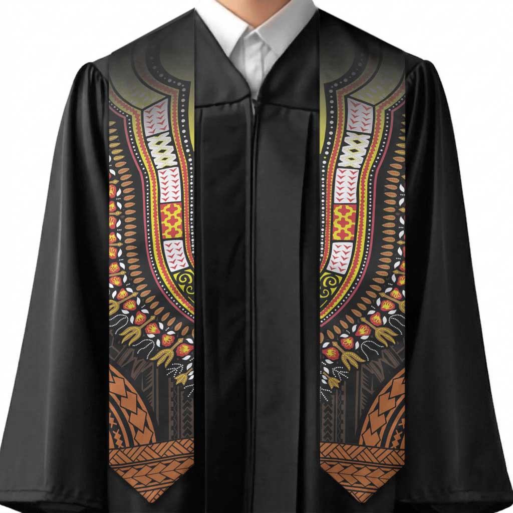 African Dashiki and Polynesian Pattern Graduation Stole Gold