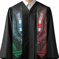 African Dashiki and Polynesian Pattern Graduation Stole Half Green-Red
