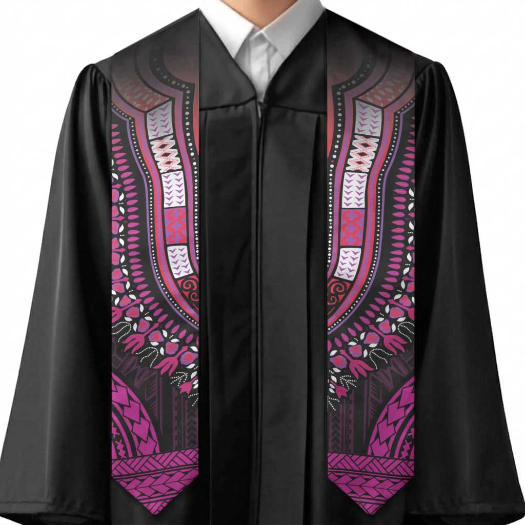 African Dashiki and Polynesian Pattern Graduation Stole Pink