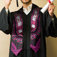 African Dashiki and Polynesian Pattern Graduation Stole Pink