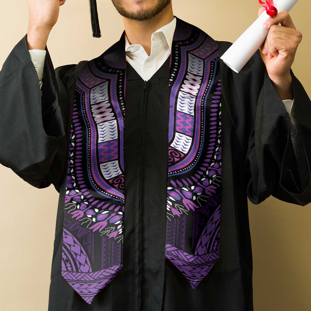 African Dashiki and Polynesian Pattern Graduation Stole Purple