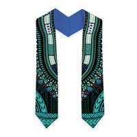 African Dashiki and Polynesian Pattern Graduation Stole Teal