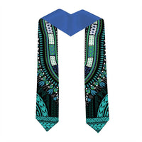 African Dashiki and Polynesian Pattern Graduation Stole Teal