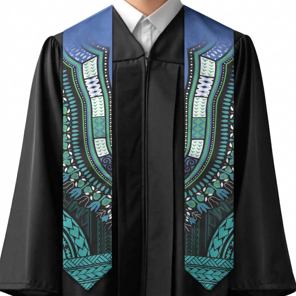 African Dashiki and Polynesian Pattern Graduation Stole Teal