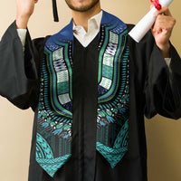 African Dashiki and Polynesian Pattern Graduation Stole Teal
