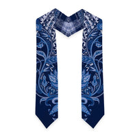 African Floral mix Maasai Shuka Graduation Stole Blue Moitf