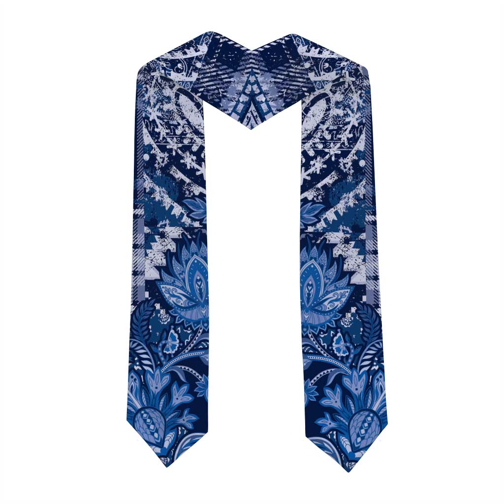 African Floral mix Maasai Shuka Graduation Stole Blue Moitf