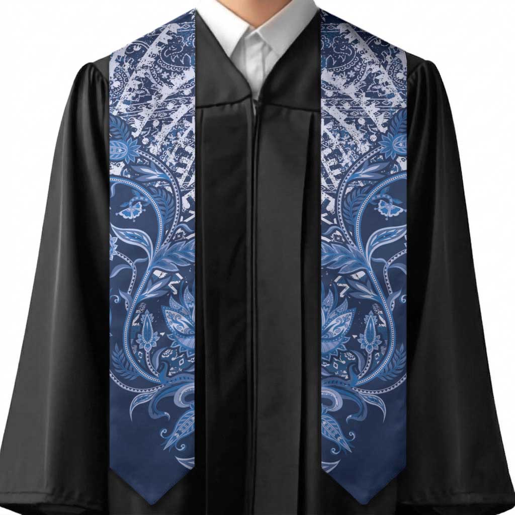 African Floral mix Maasai Shuka Graduation Stole Blue Moitf