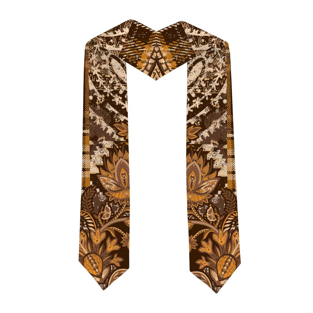 African Floral mix Maasai Shuka Graduation Stole Gold Moitf