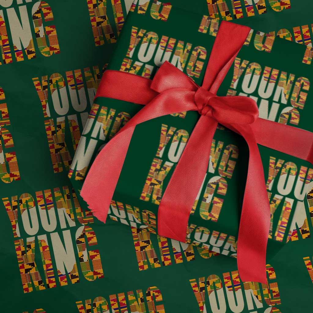 African Kente Wrapping Paper Roll Young King for Boys Men