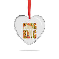 African Kente Heart Crystal Glass Ornament Young King for Boys Men - Wonder Print Shop