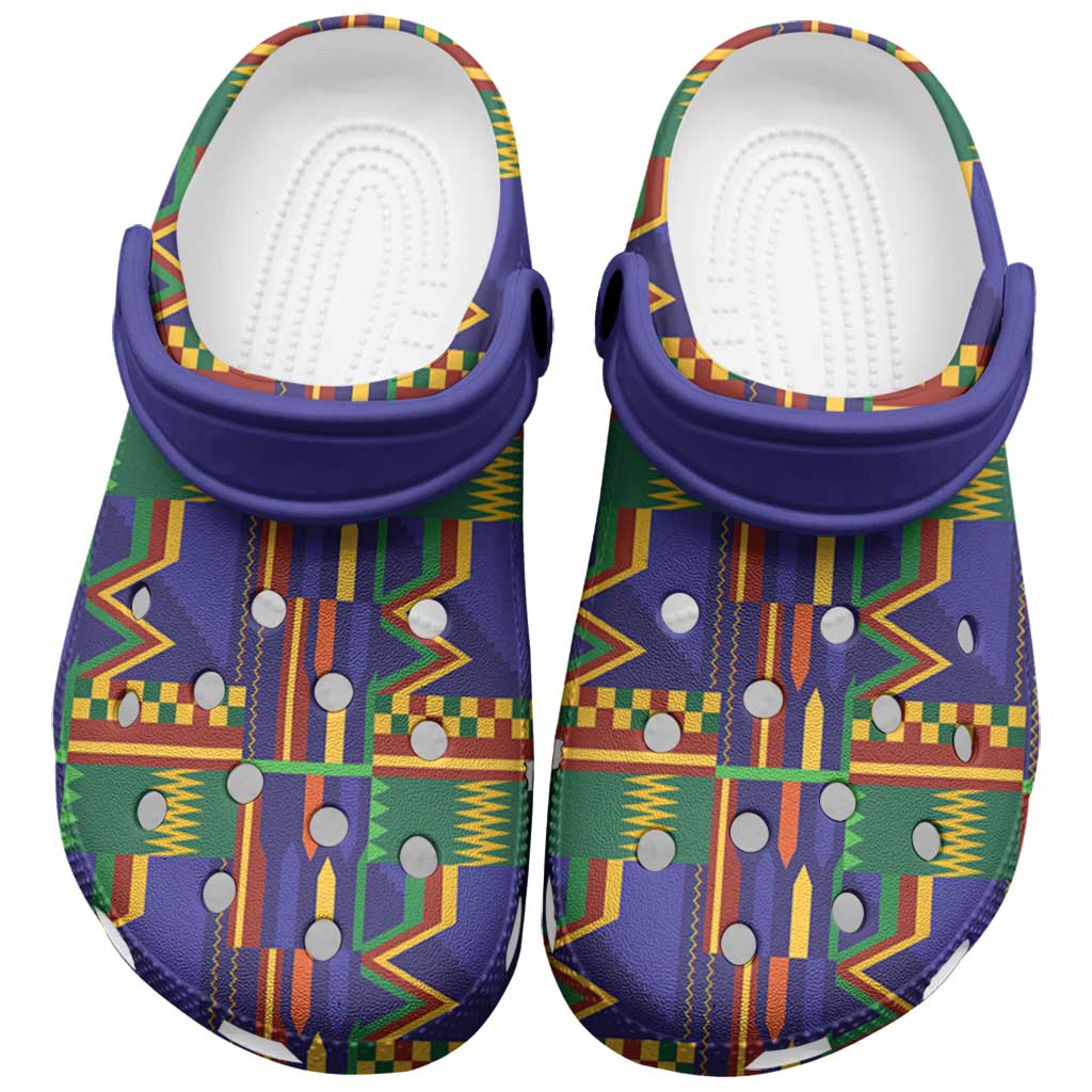 African Kente Pattern Clogs Shoes Fathia Fata Nkrumah - Wonder Print Shop