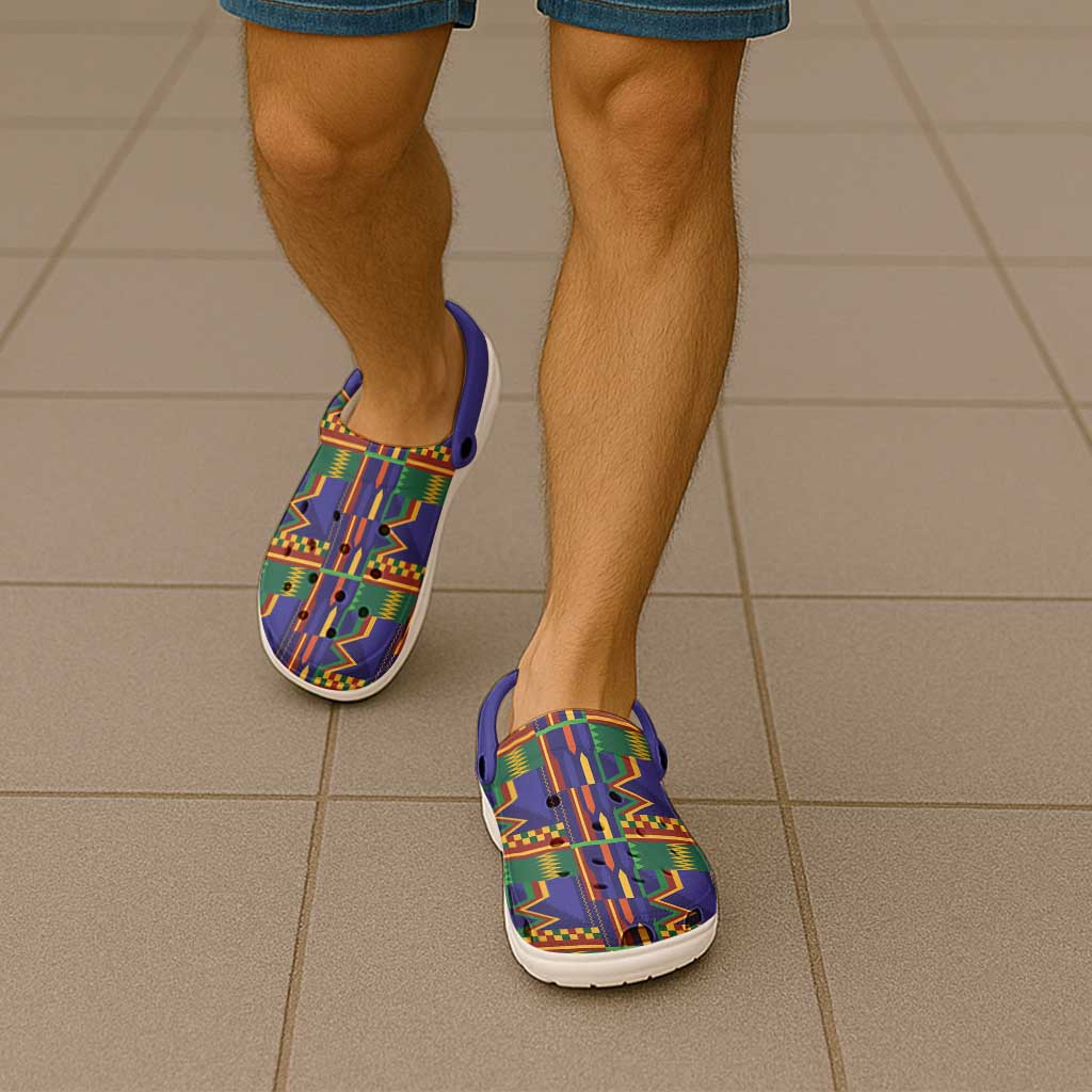 African Kente Pattern Clogs Shoes Fathia Fata Nkrumah - Wonder Print Shop