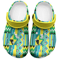 African Kente Pattern Clogs Shoes Nkyinkyin - Wonder Print Shop