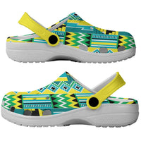 African Kente Pattern Clogs Shoes Nkyinkyin - Wonder Print Shop