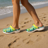 African Kente Pattern Clogs Shoes Nkyinkyin - Wonder Print Shop