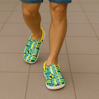 African Kente Pattern Clogs Shoes Nkyinkyin - Wonder Print Shop