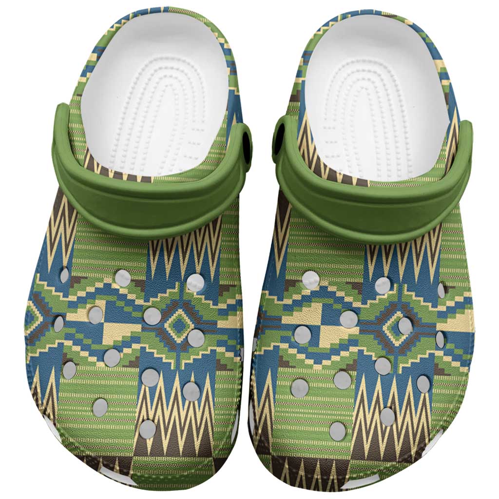 African Kente Pattern Clogs Shoes Obaakofo Mmu Man - Wonder Print Shop