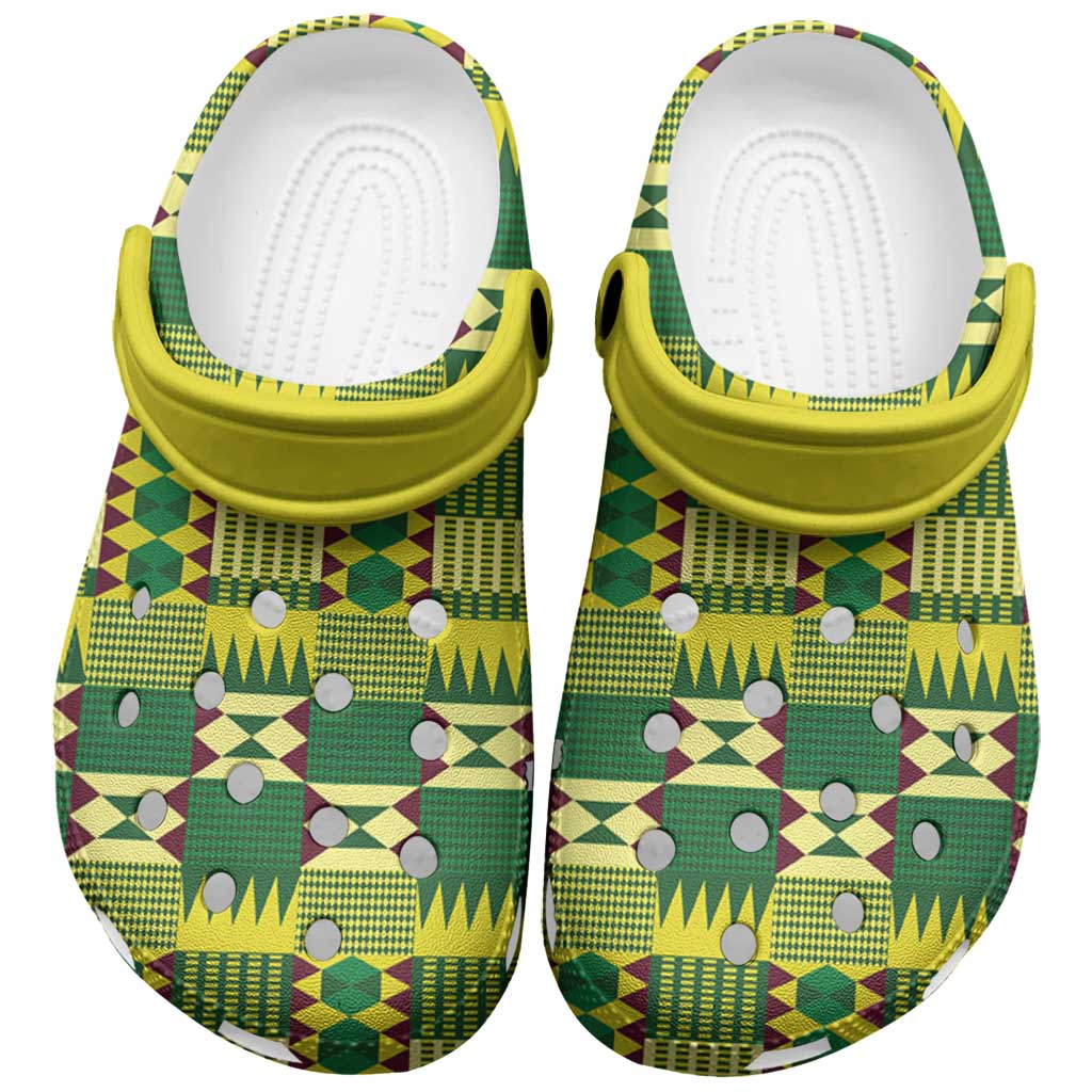 African Kente Pattern Clogs Shoes Sika Fre Mogya - Wonder Print Shop