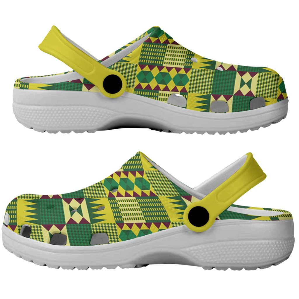 African Kente Pattern Clogs Shoes Sika Fre Mogya - Wonder Print Shop