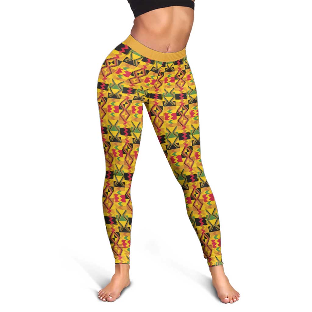 African Kente Pattern Leggings Emaa Da - Wonder Print Shop