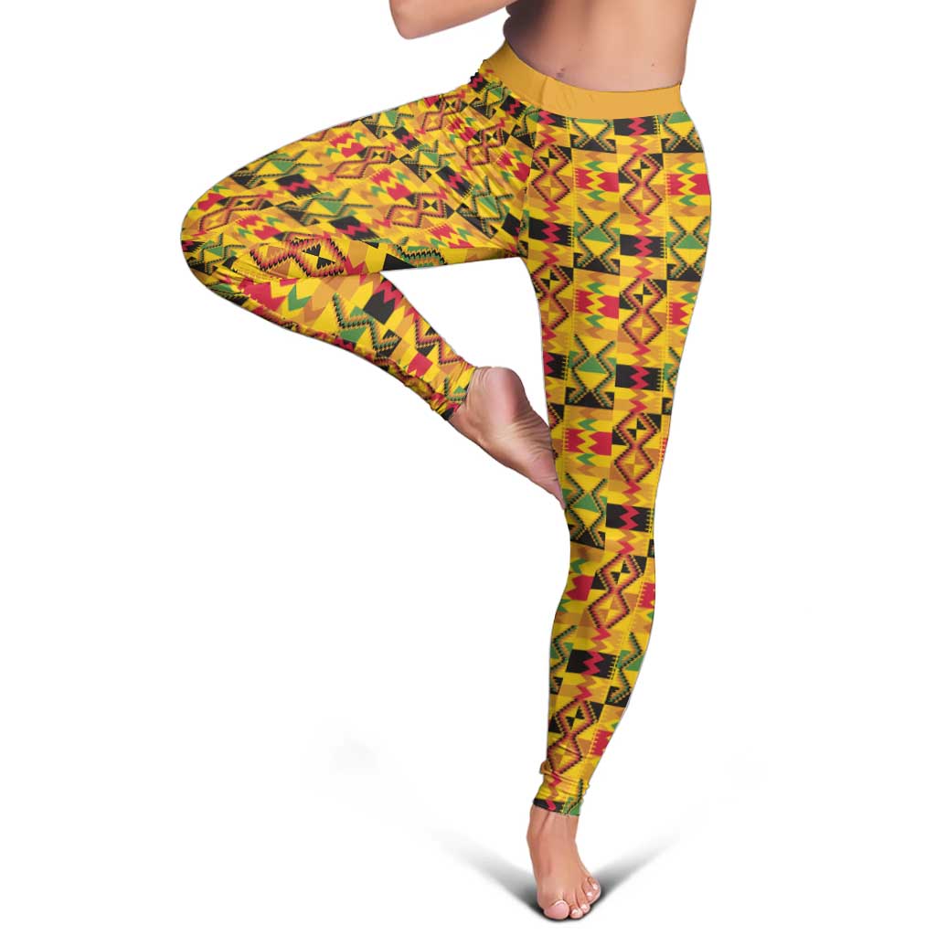 African Kente Pattern Leggings Emaa Da - Wonder Print Shop