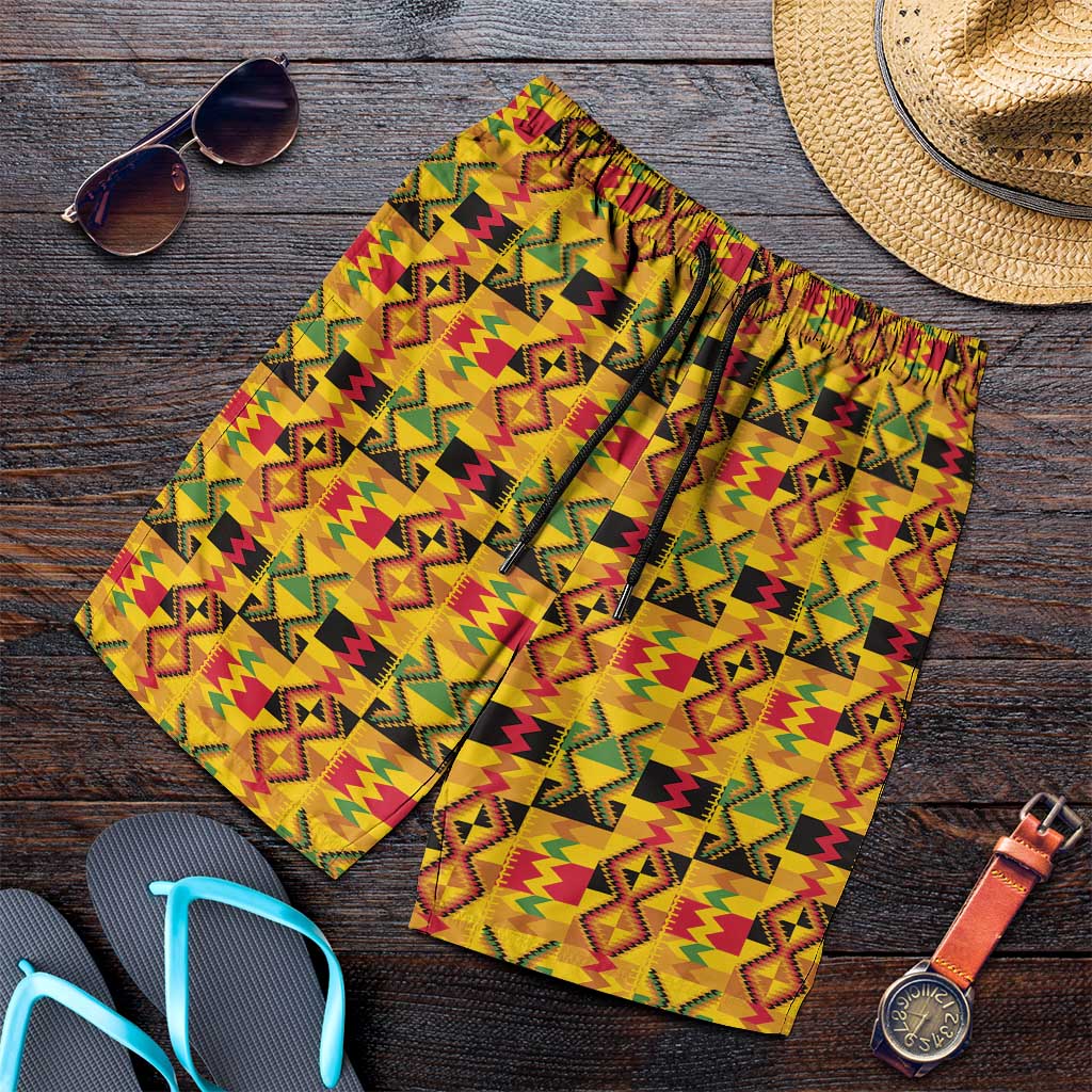 African Kente Pattern Shorts for Men Emaa Da - Wonder Print Shop
