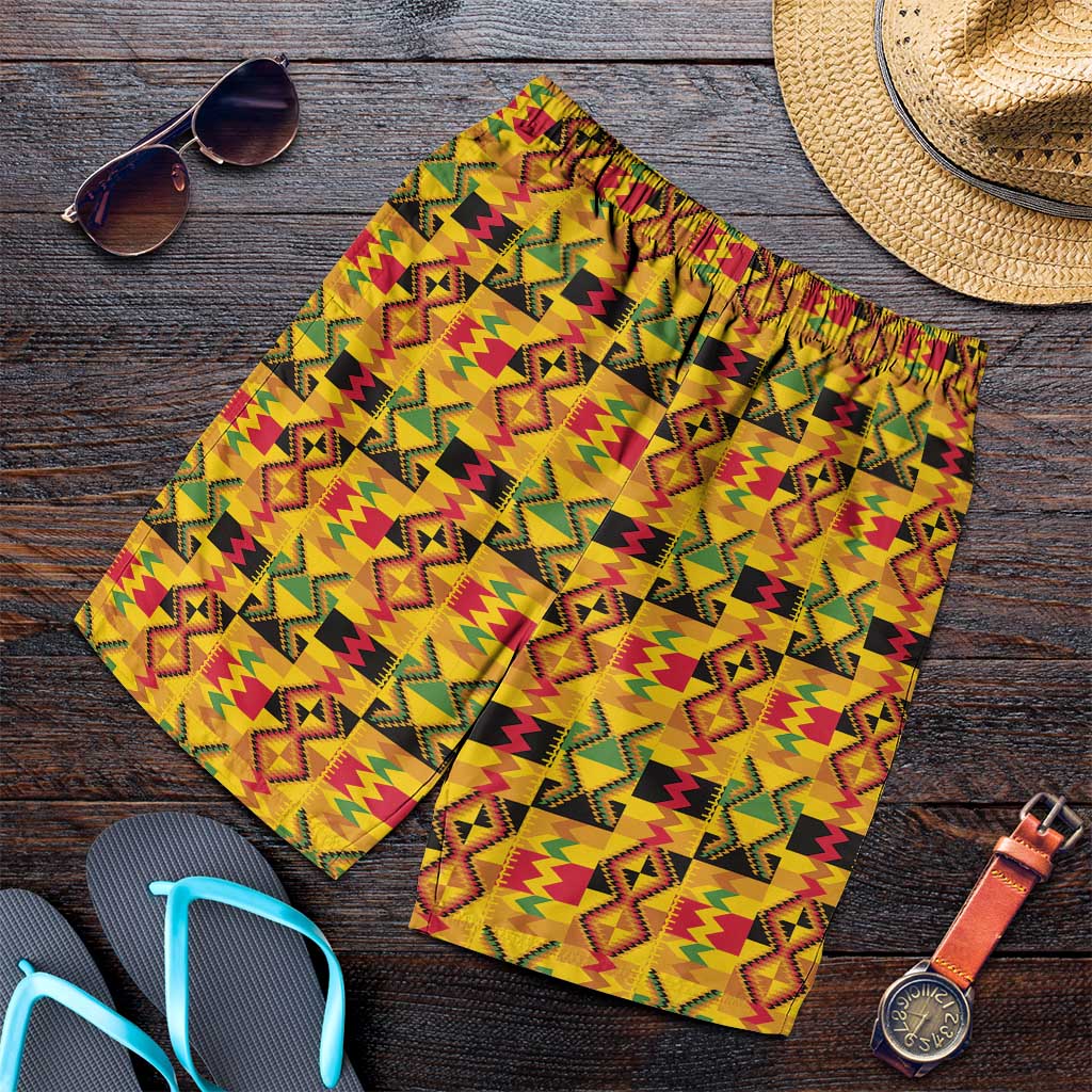 African Kente Pattern Shorts for Men Emaa Da - Wonder Print Shop