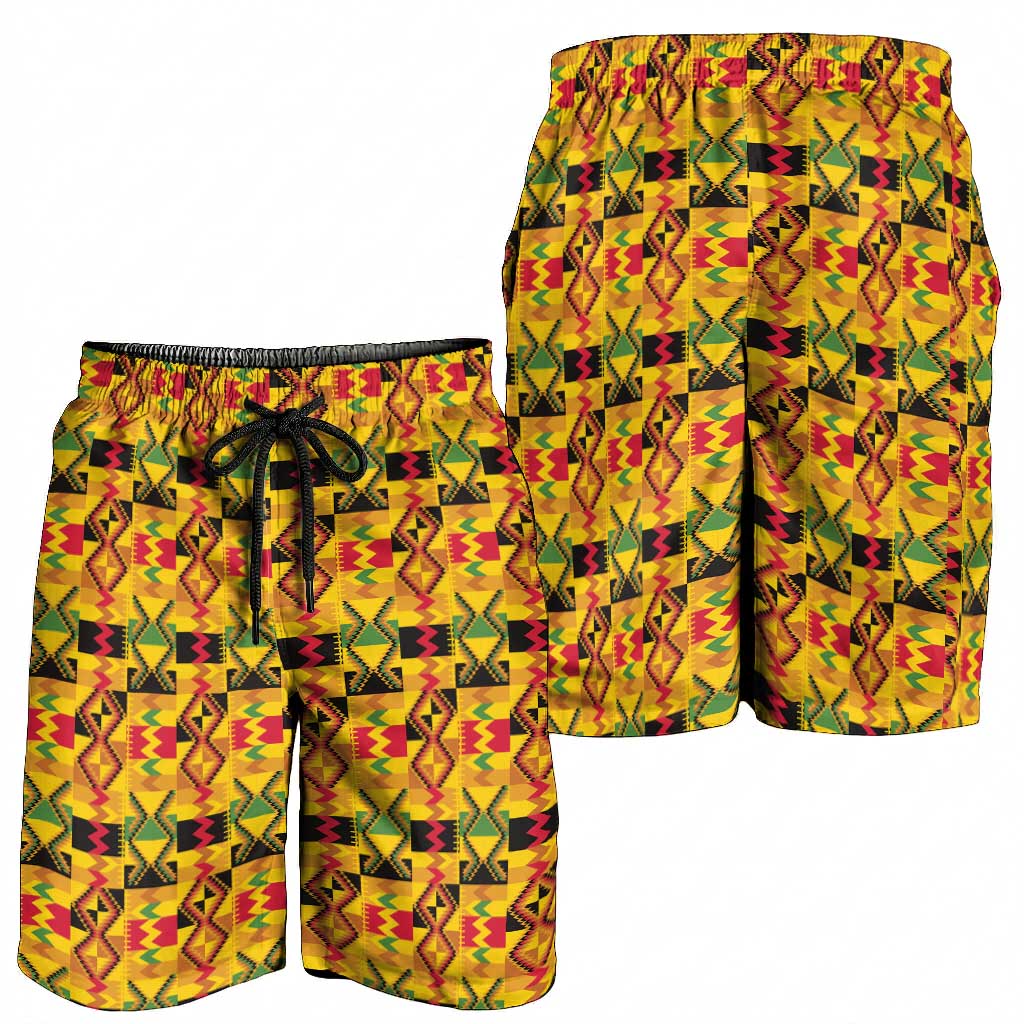 African Kente Pattern Shorts for Men Emaa Da - Wonder Print Shop