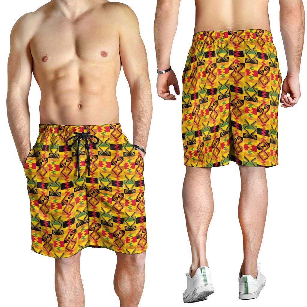 African Kente Pattern Shorts for Men Emaa Da - Wonder Print Shop