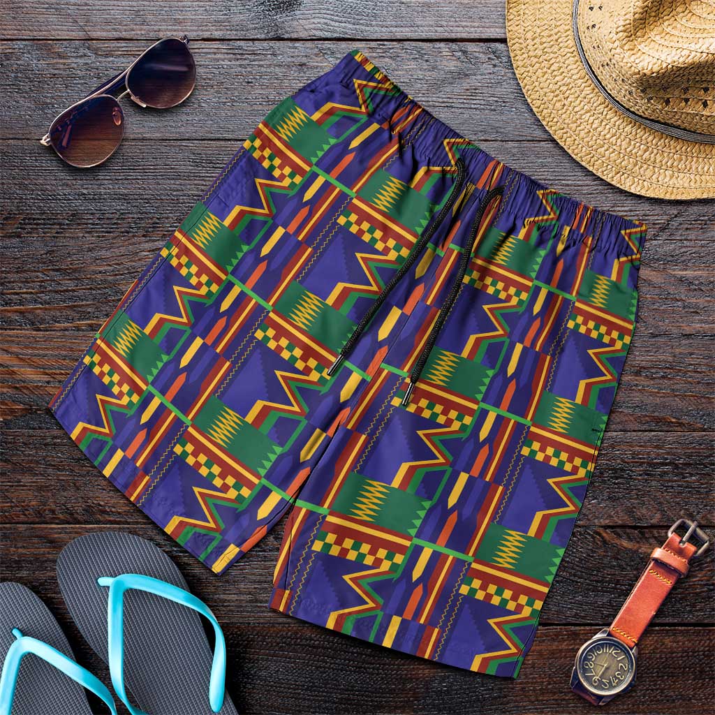 African Kente Pattern Shorts for Men Fathia Fata Nkrumah - Wonder Print Shop
