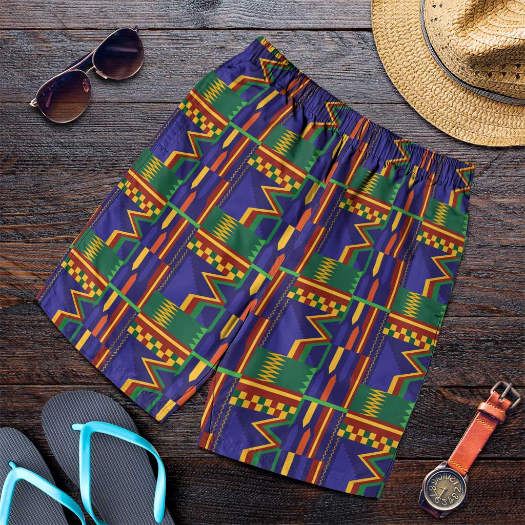 African Kente Pattern Shorts for Men Fathia Fata Nkrumah - Wonder Print Shop