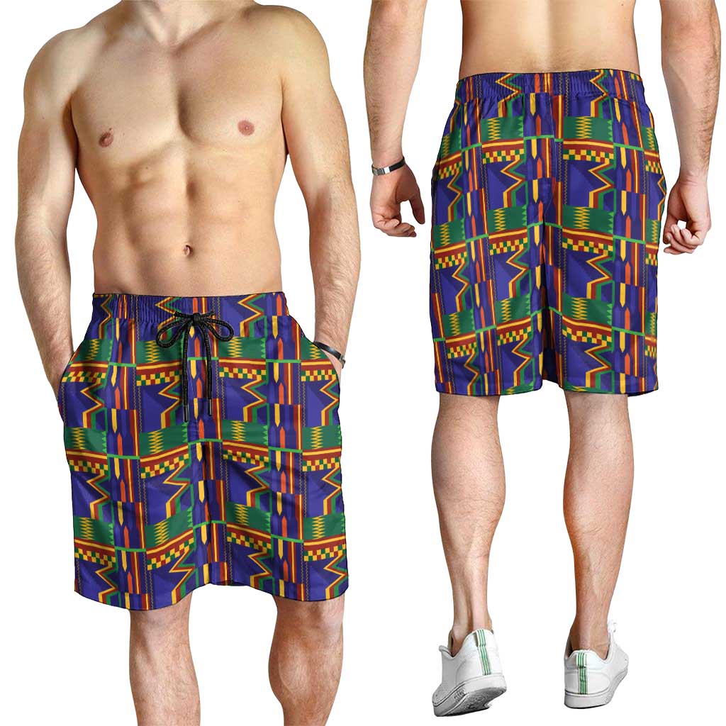 African Kente Pattern Shorts for Men Fathia Fata Nkrumah - Wonder Print Shop