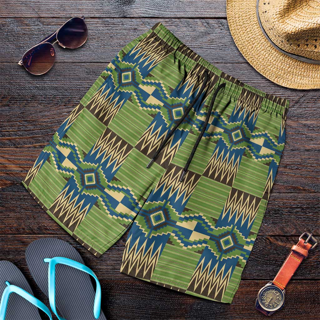African Kente Pattern Shorts for Men Obaakofo Mmu Man - Wonder Print Shop