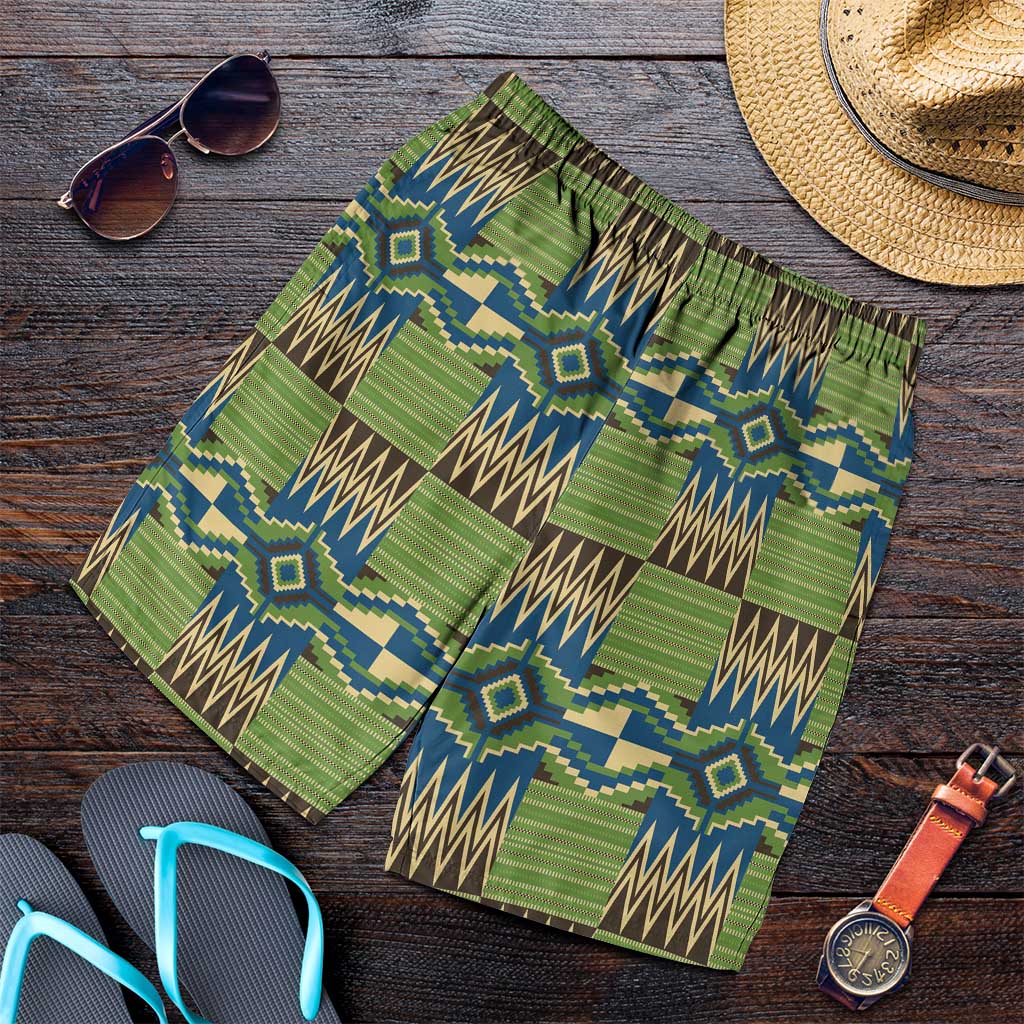 African Kente Pattern Shorts for Men Obaakofo Mmu Man - Wonder Print Shop