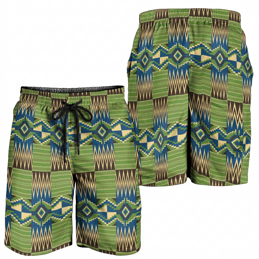 African Kente Pattern Shorts for Men Obaakofo Mmu Man - Wonder Print Shop