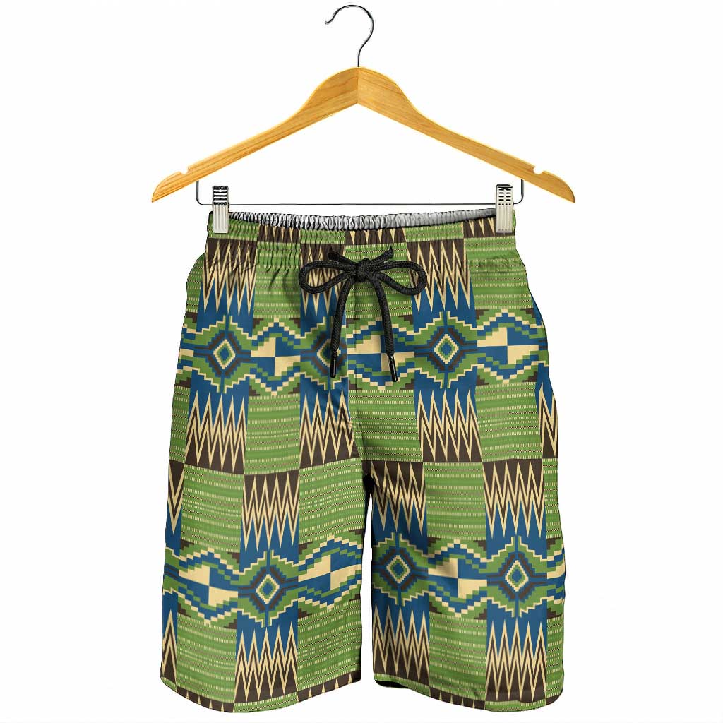 African Kente Pattern Shorts for Men Obaakofo Mmu Man - Wonder Print Shop