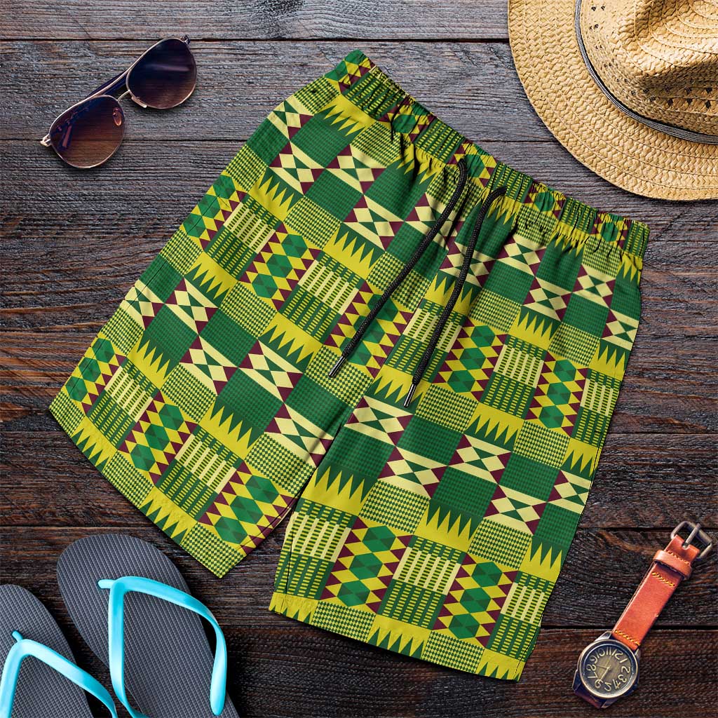 African Kente Pattern Shorts for Men Sika Fre Mogya - Wonder Print Shop
