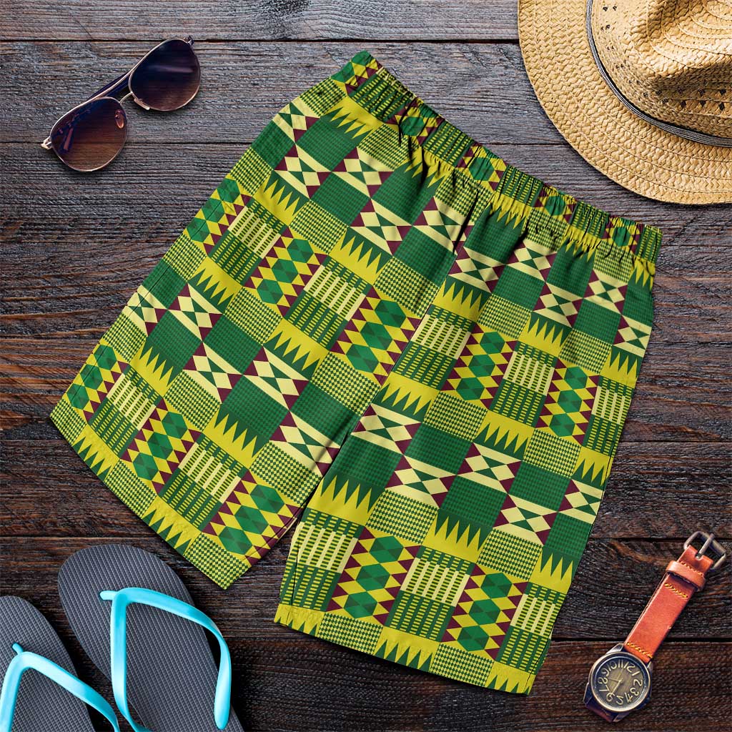 African Kente Pattern Shorts for Men Sika Fre Mogya - Wonder Print Shop