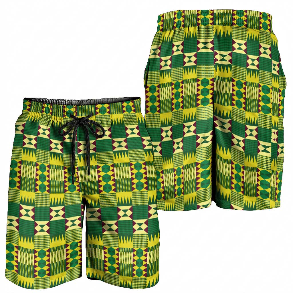 African Kente Pattern Shorts for Men Sika Fre Mogya - Wonder Print Shop