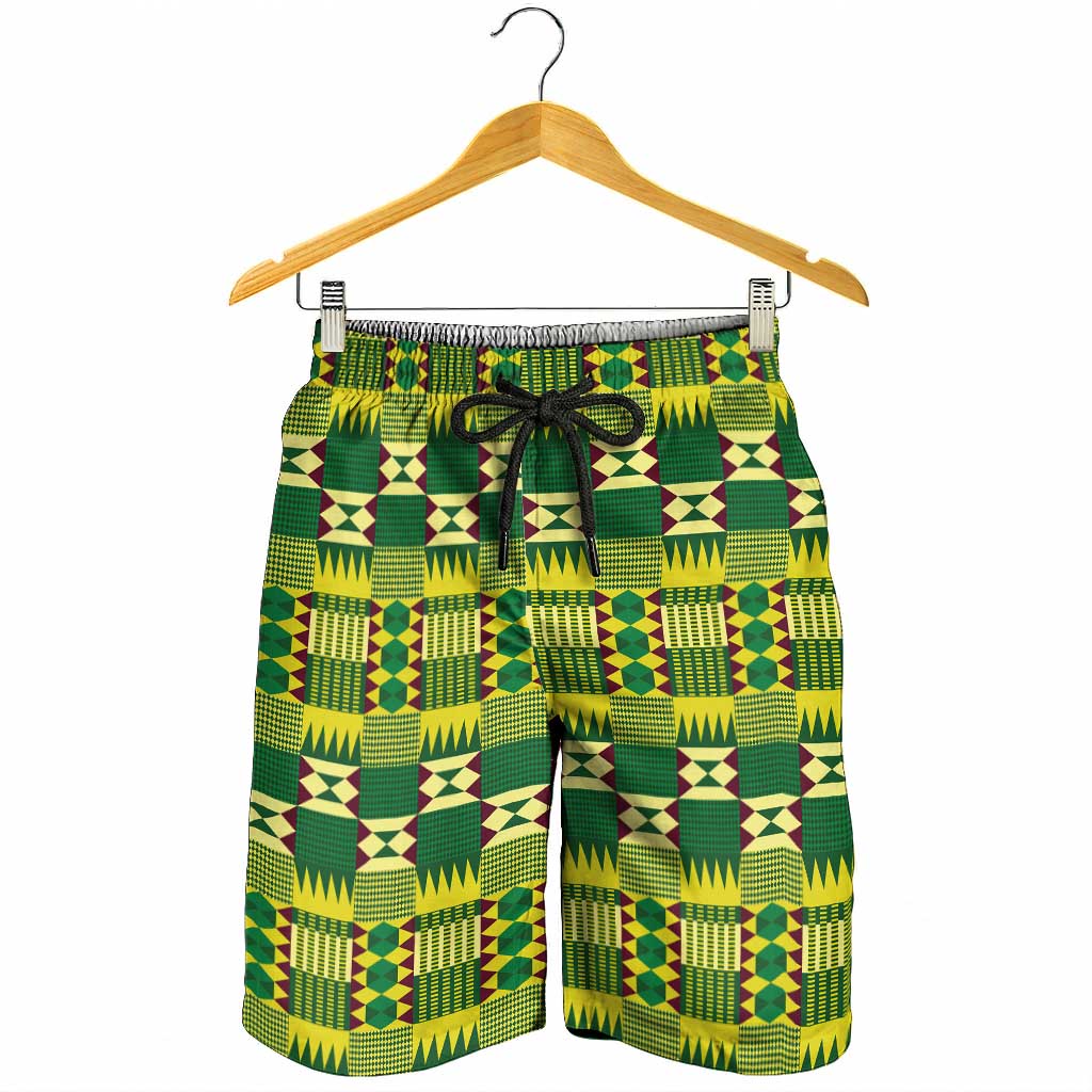 African Kente Pattern Shorts for Men Sika Fre Mogya - Wonder Print Shop