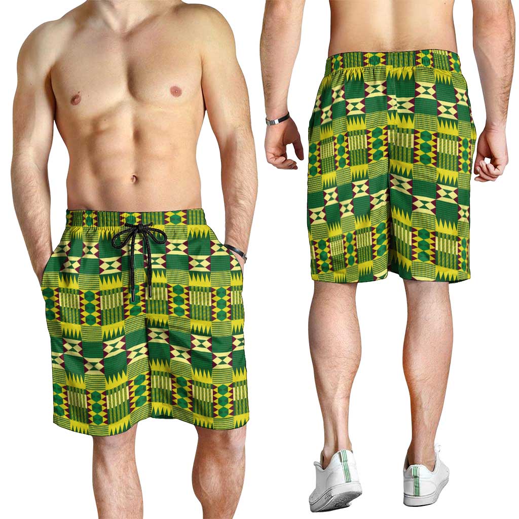 African Kente Pattern Shorts for Men Sika Fre Mogya - Wonder Print Shop