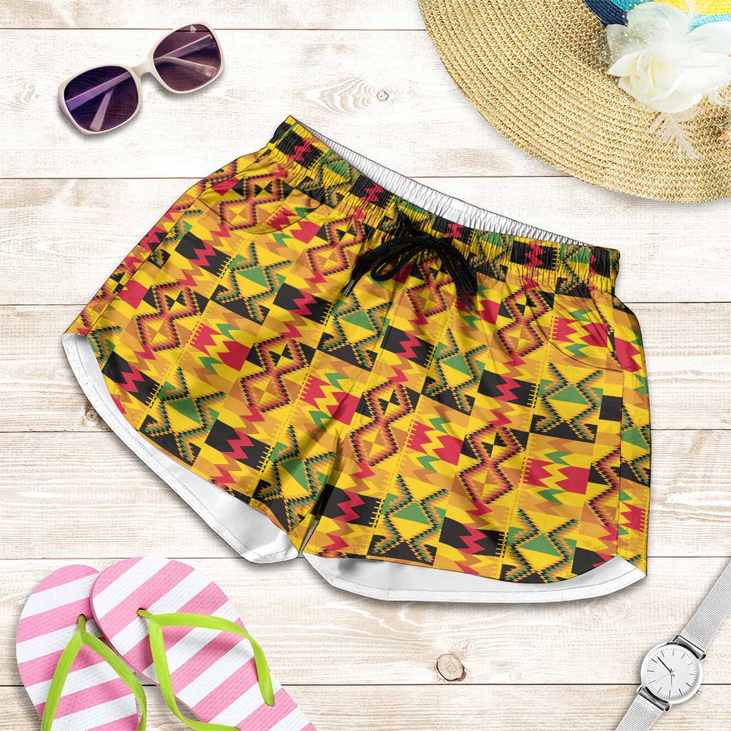 African Kente Pattern Shorts for Women Emaa Da - Wonder Print Shop