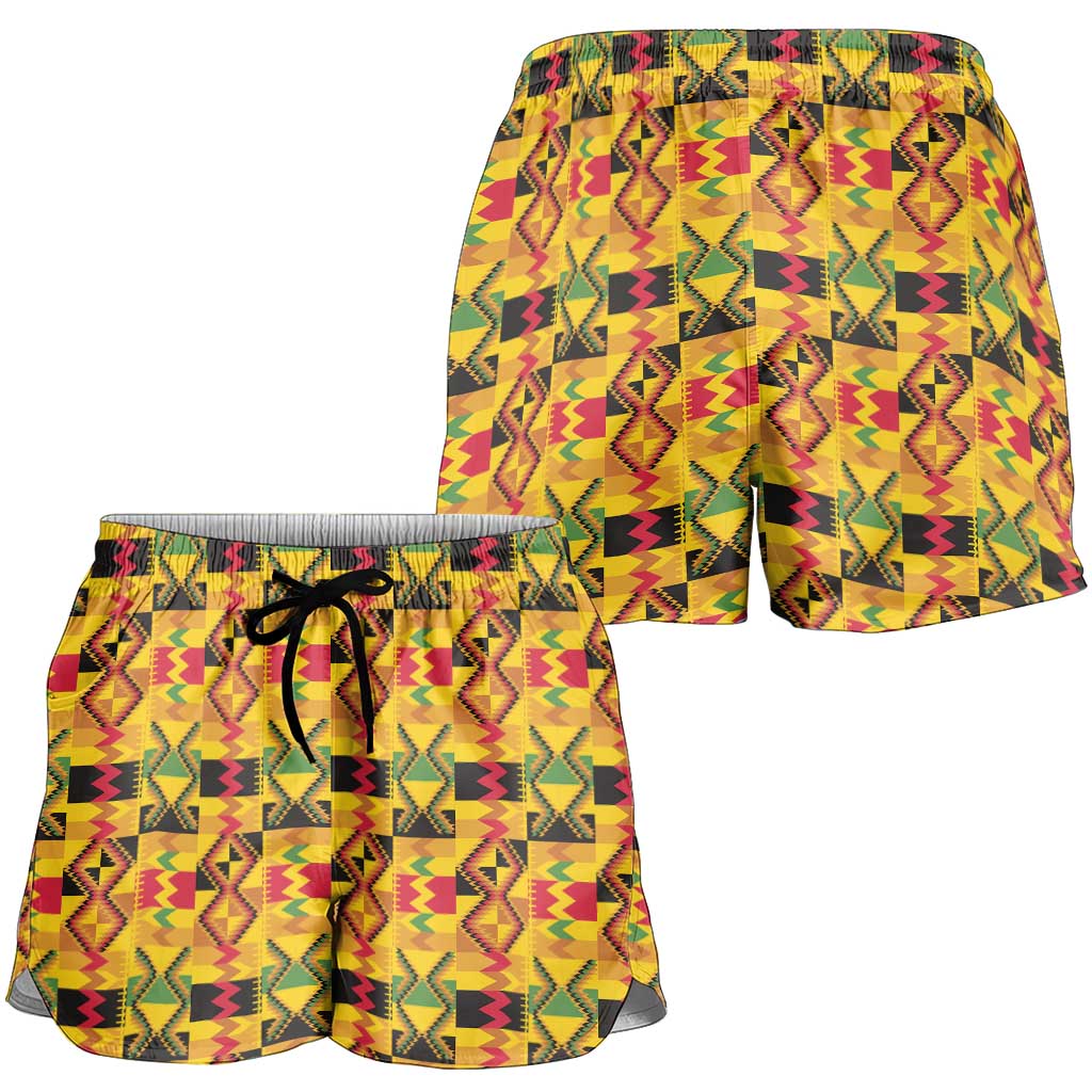 African Kente Pattern Shorts for Women Emaa Da - Wonder Print Shop