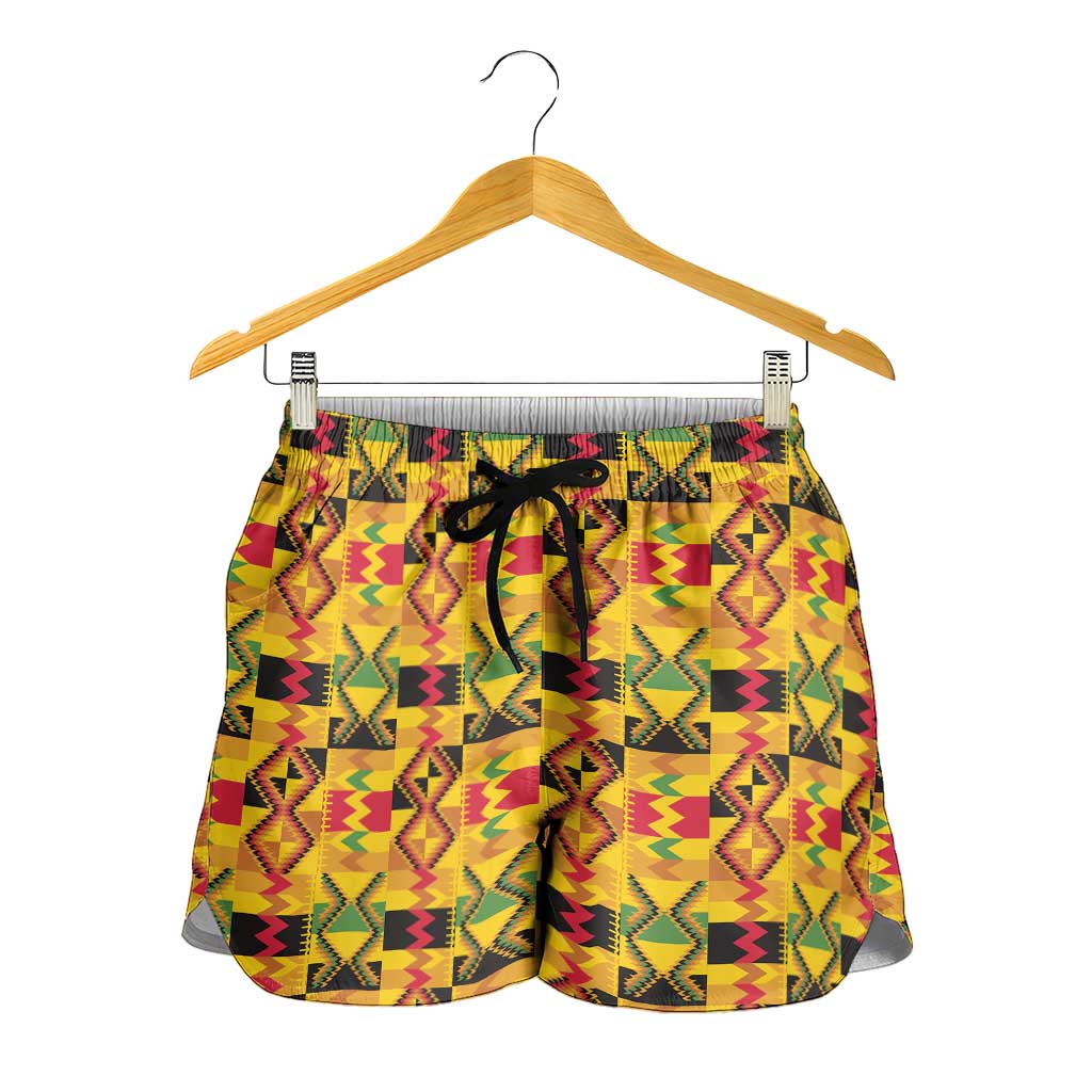 African Kente Pattern Shorts for Women Emaa Da - Wonder Print Shop