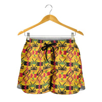 African Kente Pattern Shorts for Women Emaa Da - Wonder Print Shop