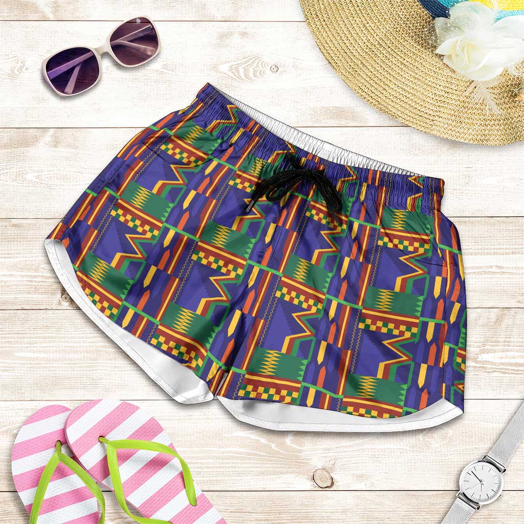 African Kente Pattern Shorts for Women Fathia Fata Nkrumah - Wonder Print Shop