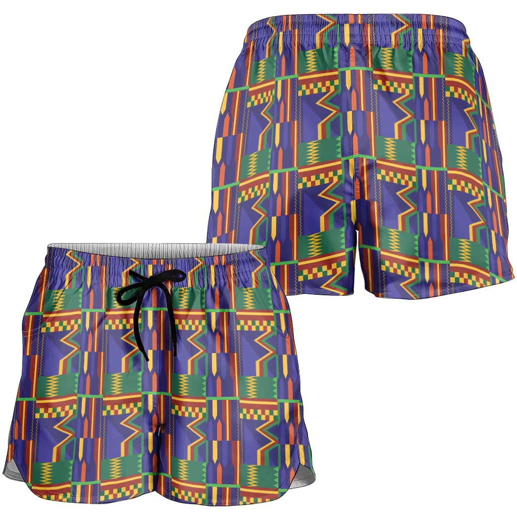 African Kente Pattern Shorts for Women Fathia Fata Nkrumah - Wonder Print Shop