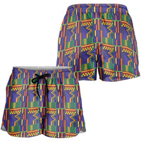 African Kente Pattern Shorts for Women Fathia Fata Nkrumah - Wonder Print Shop