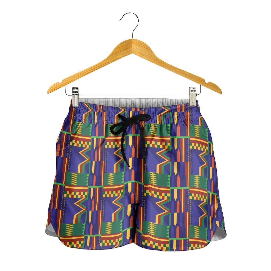 African Kente Pattern Shorts for Women Fathia Fata Nkrumah - Wonder Print Shop